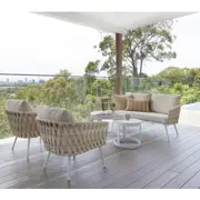 Lismore 2+1+1 Seater Outdoor Aluminium and Rope Lounge Set - Outdoor Aluminium Lounges