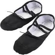 [COLLBATH] Ballet Dance Shoes Bell Design for Boys and Girls Adults Lightweight Slip Canvas Shoe Grip Black