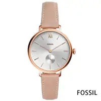 在飛比找ETMall東森購物網優惠-FOSSIL 典藏雅韻小秒針真皮腕錶(ES4572)-銀白/