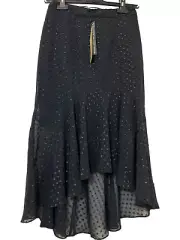 Coast Mima HiLow Asymmetric Skirt Black Metallic Polka Dot Pattern Size UK 6 NEW