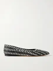 [Gabriela Hearst] Gabriela Hearst - Aurora Two-tone Woven Leather Ballet Flats - Black - IT42 IT 42 Black