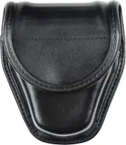 Bianchi AccuMold Elite Double Cuff Case Brass Snap, Plain Black
