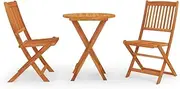 3 Piece Folding Outdoor Dining Set Solid Eucalyptus Wood, Furniture Sets, Patio Furniture