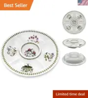 Botanic Garden 14" Chip & Dip Platter - Porcelain Serving Dish with Assorted ...