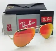 Ray-Ban Sunglasses RB 3025 Aviator 112/69 62-14 Gold Frames Orange Mirror Lenses
