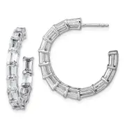 14k White Gold 6 1/2 Ct. Lab Grown Diamond VS/SI+ G+ Emerald In and Out Hoop Earrings