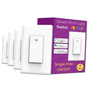 Smart Light Switch, Single Pole, Needs Neutral Wire, 2.4GHz Wi-Fi Light