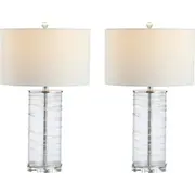 JONATHAN Y Cole 27.5" Modern Fused Glass Cylinder LED Table Lamp in Clear at Nordstrom One Size