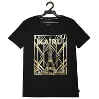 在飛比找PChome24h購物優惠-KARL LAGERFELD 卡爾 燙金鐵塔圖案棉質短T恤.