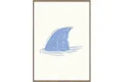 Rayell Wood Framed Kids Wall Hanging Artwork Shark Fin Natural Cream 50x70cm