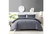 4PCS Quilt/Duvet Cover Flat Sheet Pillowcase Soft Bedding Set 100% Washed-Cloth Cotton Grey