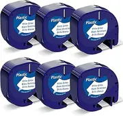 Labelife Label Tape Compatible with DYMO LetraTag Refills White Plastic 1/2" x 13' 12mm x 4m 91331 Use for Dymo Letra Tag 200B LT-100H LT-100T Plus QX50 2000,6-Pack