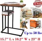 C Shaped End/Side Table Small Couch Sofa Table with Metal Frame for Living Room