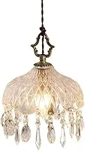 Glass Brass Pendant Lighting Ceiling Fixture Crystal Hanging Chandelier Lamp(Dia-15cm)