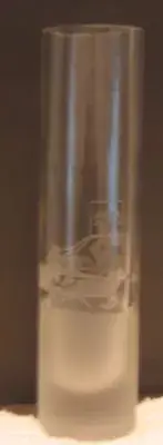 SMOKE & CLEAR GLASS VASE WELLS FARGO LOGO ON VASE