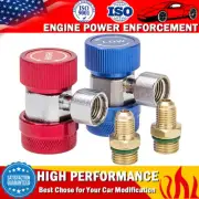 A/C Refrigerant Quick Coupler Connector Adapters High/Low Manifold AC Gauge Set