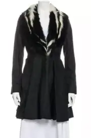 5.8K New Prada Miu Miu Real Fur Black Zebra Coat 2 4 6 36 38 40 Jacket Gift Bag