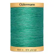 Gutermann 100% Natural Cotton Sewing Thread 800mt - 9989 - Variegated Bahama Ocean Green