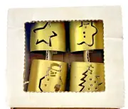 Vintage Brass Napkin Rings Christmas Tree Snowman Star Gingerbread Man Vintage