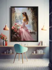 Girl Bird Modern Art Framed print Art Poster