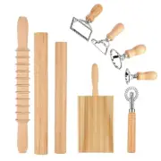 9 Pcs Pasta Making Tools - Wooden Gnocchi Board, Pasta Cutter, Rolling Pin, R...