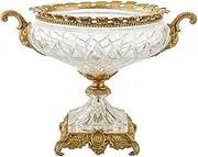 Fruit and Produce Storage Basket Fruit Bowl Round Transparent Glass Fruit Plate Home Living Room Restaurant Desktop Decor Fruit Dish Candy Bowl Brass Base Fruit Dish Suitable for Kitchen Counters