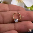 Zurich Heart Diamond Daith Piercing, Nose Ring in 14K Gold Septum Clicker women