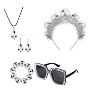 Glittering Set Headband Eyewear Necklace Earrings for Women Girls