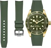 [Strapseeker] Curved End FKM Rubber Watch Straps for Tudor Black Bay 58 & Tudor Ranger 20mm - Integrated Replacement Rubber Watch Bands for Tudor BB58 GMT 39mm - Compatible with M79030 M79950 M79012 M79018 M7939G