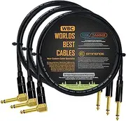 3 Units - 2 Meter - Van Damme Pro Grade Classic XKE - Premium Ultra-Flexible Multi-Shielded Guitar Instrument Effects Patch Cable w/Eminence Straight & Angled Gold 6.35mm TS Plugs & Staggered Boots
