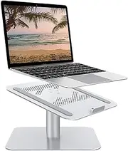 pishi 360 Swivel Laptop Stand, Vertical, Adjustable 60 Degree Angle Tilt and Height Aluminum Notebook Holder for MacBook, Dell XPS HP Lenovo and Support 11 to 17 Inches | (Silver): N27