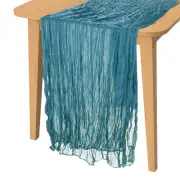 14 Feet Cheesecloth Table Runner Long Bohemia Gauze Cheese Cloth Teal Blue