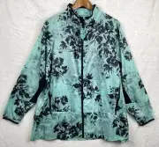 LuLaRoe Determined Rise Collection Jacket Women 2XL Green Floral Lightweight NWT