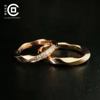 在飛比找露天拍賣優惠-【客之坊】村口工匠原創設計莫比烏斯環情侶對戒結婚鑽石戒指純金