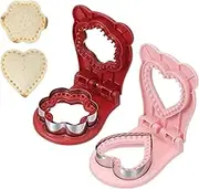 uxcell 2 Pack Crustless Sandwich Cutter, Flower/Heart Shape Uncrustable Sandwich Maker Sealer Press Bread Cookie Cutter and Sealer for DIY Breakfast Lunch Afternoon Tea (Red/Pink)