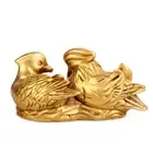 4.3" Feng Shui Brass Mandarin Ducks Statue Symbol Love Happiness Bedroom Decor