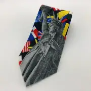 City One World Flags Statue of Liberty Multicolor 57" x 3.75" Mens Neck Tie