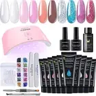 Poly Gel Nail Kit with UV Lamp 10 Colors Polly Gel Builder Easy Professional Pol