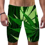 [VBFOFBV] Swim Trunks Men, Mens Jammers for Swimming, Cannabis Leaf Pattern Green