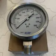 Wika Analog Positive Press Gauge Bottom Entry 5000psi, Connection Size NPT 1/2