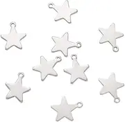 Pandahall 200pcs Star 304 Stainless Steel Tiny Double Side Tag Pendants Charms 15x13x0.6mm for Bracelet Necklace Jewelry Making