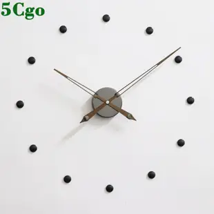5Cgo免釘DIY現代掛鐘直徑60cm創意極簡歐美西班牙風格黑色客廳裝飾胡桃木大指針掛鐘錶t603724940807