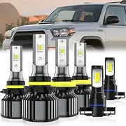 QIPEIZSP Fit For Toyota 4RUNNER 2010-2021 Light Bulbs, 9005 High Beam + H11 Low Beam + H16 Fog Light Bulb, 6-Pack