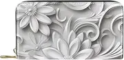 [CWAGFEQZ] Wallet for Men,Wallet Women,Minimalist Wallet for Men,Card Wallet,White Plant Floral Pattern