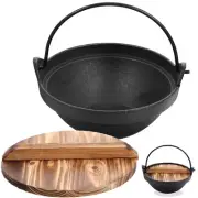 Camping Cooker Pot Screw- Thread Soup Pot Cast Iron Roasting Pan Iron Nabe Pot