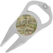 Monet Bridge Flowers Golf Ball Marker Divot Repair Tool Bottle Opener