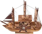 CHICAMPERA Wooden Boat Model Nautical Home Decor for Living Room Office Unique Sailboat Ornament Solid Wood Vivid Craftsmanship for Rustic Table Centerpieces