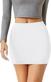 [Sweet Hearts] Womens Elastic Waist Mini Pencil Skirt - Cotton High Waist Above Knee Basic Bodycon Short Skirt Made in USA