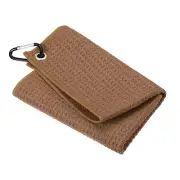 12"x12" Golf Towels Tri-Fold Waffle Pattern Towels with D Clip Brown