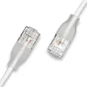 CAT6a UTP Network Patch Cable, 0.5m, White, 2.8mm Diameter